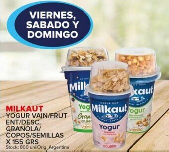 Carrefour Maxi Milkaut Yogur Vain/Frut Ent/Desc.Granola/Copos/Semillas x 155 grs oferta