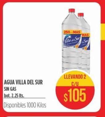 Supermercados Vea Agua Villa Del Sur Sin Gas bot. 2.25 lts. oferta