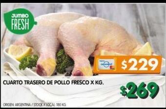 Jumbo Cuarto trasero de pollo fresco x kg oferta