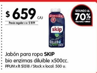 Disco Jabón para ropa skip bio enzimas diluible 500cc oferta