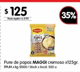 Disco Puré de papas maggi cremoso x 125g oferta