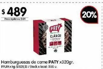 Disco Hamburguesas de carne paty x 320g oferta