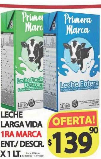 Supermercados Becerra Leche larga vida 1ra marca ent. descr. oferta