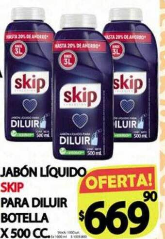 Supermercados Caracol Jabón liquido skip para diluir oferta