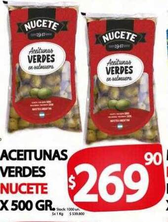 Supermercados Mariano Max Aceitunas verdes nucete oferta