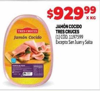 Makro Jamón cocido tres cruces oferta