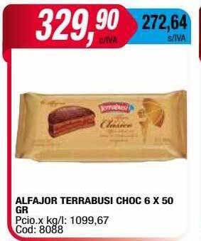Maxiconsumo Alfajor terrabusi choc 6 x 50 gr oferta