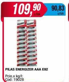 Maxiconsumo Pilas energizer aaa e92 oferta