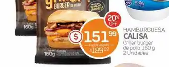 Hamburguesa calisa griller burger de pollo