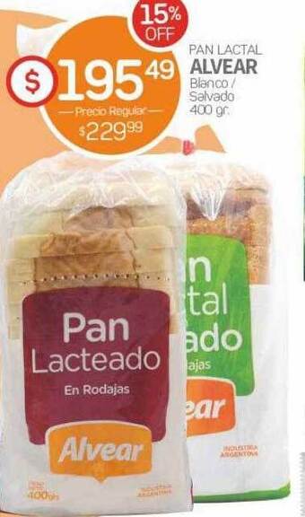 Alvear Pan lactal alvear blanco salvado oferta