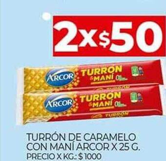 Supermercados DIA Turrón de caramelo con maní arcor oferta