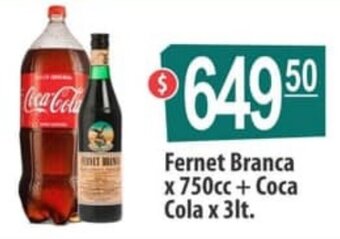 Autoservicio Capo Fernet Branca x 750cc + Coca Cola x 3lt. oferta