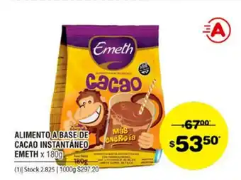 Atomo Conviene Emeth Cacao Instantáneo Alimento a base de Cacao x 180g oferta