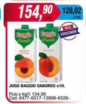 Maxiconsumo Jugo baggio sabores oferta