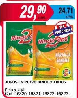 Maxiconsumo Jugos en polvo rinde 2 todos oferta