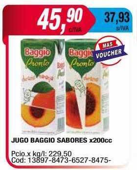 Maxiconsumo Jugo baggio sabores oferta
