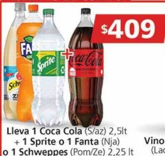Supermercados Aiello Lleva 1 coca cola + 1 sprite o 1 fanta o 1 schweppes oferta