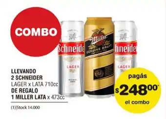 Atomo Conviene Schneider 2 x 710cc, de regalo 1 Miller Lata x 473cc oferta