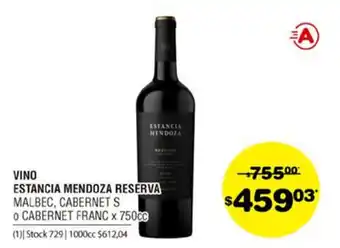 Atomo Conviene Estancia Mendoza Reserva Vino x 750cc oferta