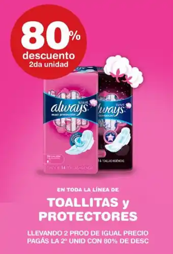 Atomo Conviene 80% descuento, Always Toallitas y Protectores oferta