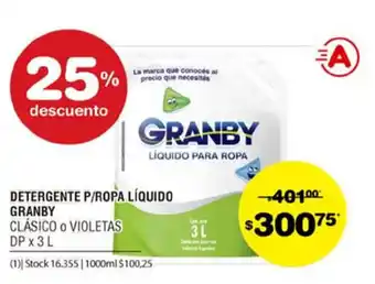 Granby Detergente P/Ropa Líquido x 3L