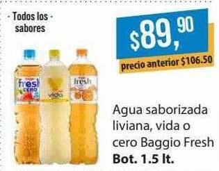 Supermercados Damesco Agua saborizada liviana, vida o cero baggio fresh oferta