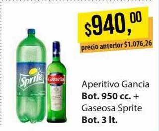 Supermercados Damesco Aperitivo gancia + gaseosa sprite oferta