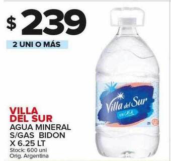 Carrefour Maxi Villa del sur agua mineral s-gas bidon oferta