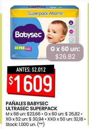 Changomas Pañales babysec ultrasec superpack oferta