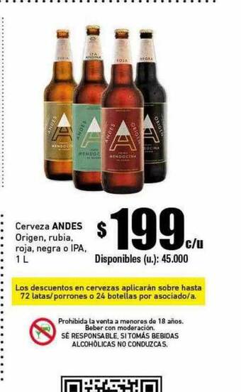Cooperativa Obrera Cerveza andes origen rubia roja negra o ipa oferta
