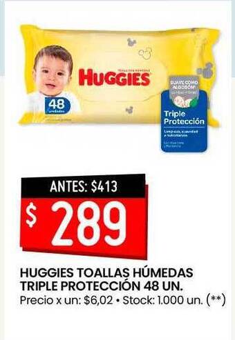 Changomas Huggies toallas húmedas triple protección 48 un. oferta