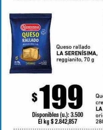 Cooperativa Obrera Queso rallado la serenisima reggianito oferta