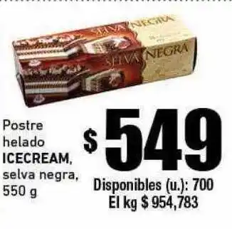 Cooperativa Obrera Postre helado icecream selva negra oferta