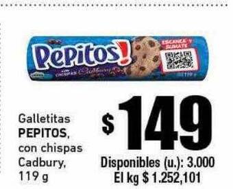 Cooperativa Obrera Galletitas pepitos con chispas cadbury oferta