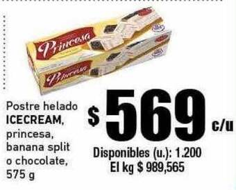Cooperativa Obrera Postre helado icecream princesa banana split o chocolate oferta