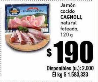 Cooperativa Obrera Jamón cocido cagnoli natural feteado oferta