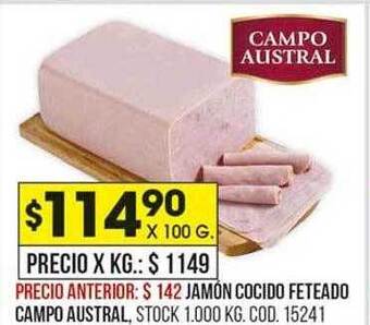 Coto Jamón cocido feteado campo austral oferta