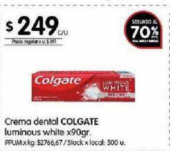 Disco Crema dental colgate luminous white oferta