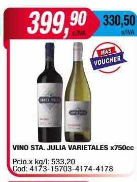 Maxiconsumo Vino sta. julia varietales oferta