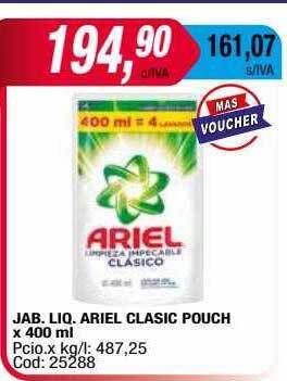Maxiconsumo Jab. liq. ariel clasic pouch oferta