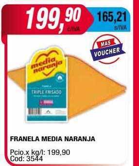 Maxiconsumo Franela media naranja oferta