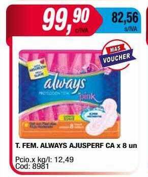 Maxiconsumo T. fem. always ajusperf ca oferta