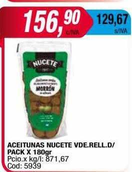 Maxiconsumo Aceitunas nucete vde. rell. d pack oferta