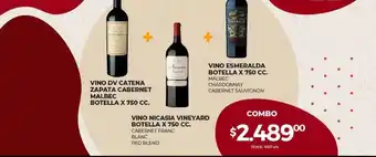 Super MAMI DV Catena Zapata Cabernet Malbec Vino Botella, Nicasia Vineyard Vino Botella O Esmeralda Vino Botella x 750cc oferta