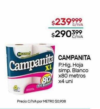 Nini Mayorista Campanita p.hig. hoja simp. blanco oferta