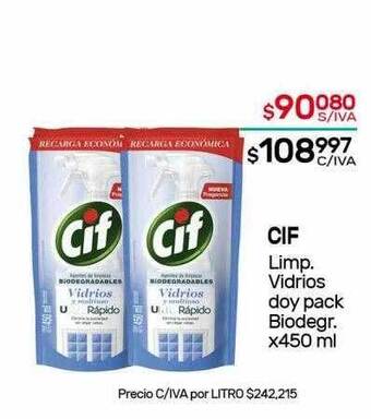 Nini Mayorista Cif limp. vidrios doy pack biodegr oferta
