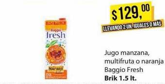 Supermercados Damesco Jugo manzana, multifruta o naranja baggio fresh oferta