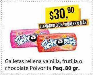 Supermercados Damesco Galletas rellena vainilla, frutilla o chocolate polvorita oferta