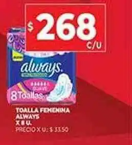 Supermercados DIA Toalla femenina always oferta