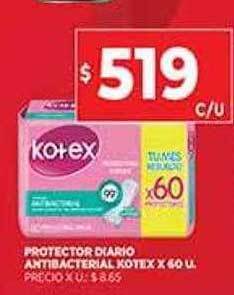 Supermercados DIA Protector diario antibacterial kotex oferta